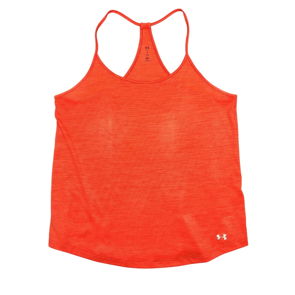 Under Armour Tank Top Womens LG Racerback HeatGear Loose Fit Orange Heathered